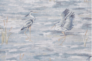 TFA It Girl Printed and Embroidered Cotton Drapery Fabric in Ocean