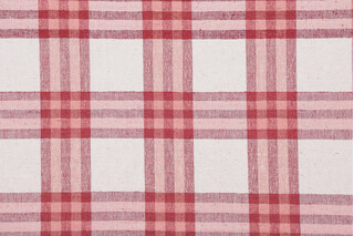 Grey Watkins Piccolo Plaid Woven Decorator Fabric in Rose/Ivory