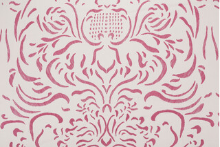Fonthill Pushkin Damask Hand-Printed Wool Drapery Fabric in Maroon