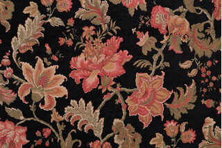 TFA Petunia Chenille Tapestry Upholstery Fabric in Black 