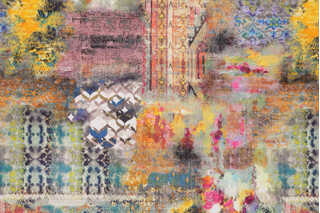 TFA Swansong Printed Velvet Upholstery Fabric in Carnival 