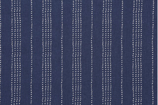 Nate Berkus Litton Stripe-Paramount Printed Cotton Drapery Fabric in Dark Blue for Swavelle/Mill Creek 