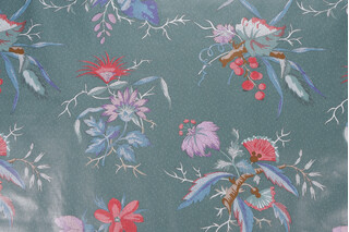 Fonthill Fleur Mystere Printed Polished Cotton Drapery Fabric in Multi/Teal