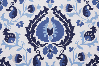 Jaclyn Smith Home-Trend Hallie Printed Drapery Fabric in Navy for Fabricut