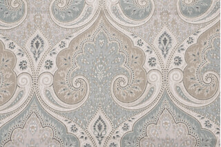 1 Yard Portfolio Textiles Latika Printed Linen Drapery Fabric in Seafoam for Kravet CLOSEOUT