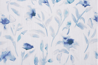 Janel Printed Linen Drapery Fabric in Indigo