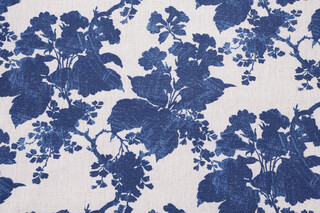 Crypton Briar High Performance Printed Chenille Upholstery Fabric in Indigo