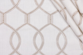 Hourglass Embroidered Drapery Fabric in Snow
