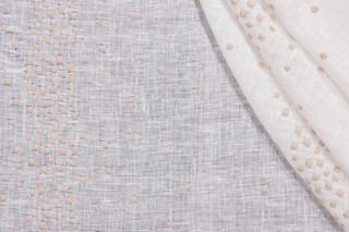 Bubbles Embroidered Sheer Drapery Fabric in Sand