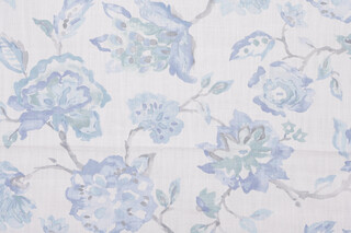Nanette Floral Printed Drapery Fabric in Sky Blue