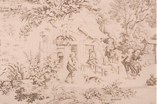 Stof Fabrics Festin Printed Cotton Drapery Fabric in Beige