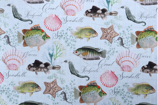 Stof France Coquillage Printed Cotton Drapery Fabric in Multicolore