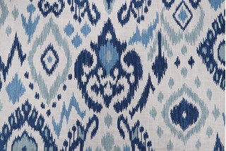 Vern Yip Ikat Print Printed Linen Blend Drapery Fabric in Blue for Trend