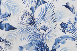 Tommy Bahama Harbor Island Printed Cotton Drapery Fabric in Azure