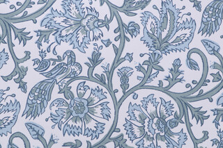 Lacefield Aesha-Fulton Printed Cotton Drapery Fabric in Spa