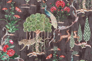 Hamilton Tolkein Printed Cotton Drapery Fabric in Walnut