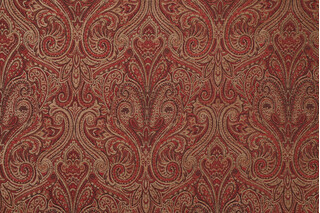 Briggs Paisley Woven Chenille Upholstery Fabric in Brick 