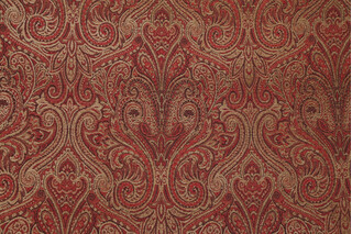 Briggs Paisley Woven Chenille Upholstery Fabric in Brick 