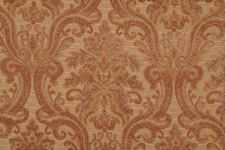 Ellison Chenille Damask Upholstery Fabric in Gold 