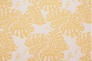 Elephant Leaf Woven Upholstery Fabric in Yellow 