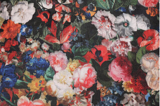 Warwick Fabrics Flowerbom Velluto Printed Velvet Decorator Fabric in Rouge