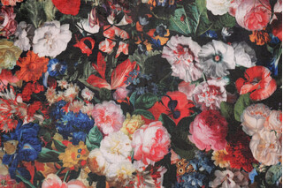 Warwick Fabrics Flowerbom Velluto Printed Velvet Decorator Fabric in Rouge