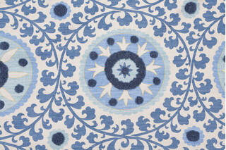 3 Park Tribal Thread Printed & Embroidered Drapery Fabric in Azure