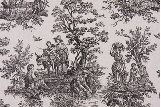Premier Prints Jamestown Toile Printed Cotton Drapery Fabric in Black/White