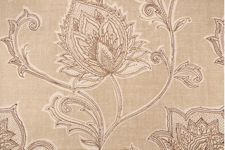Thibaut Orissa F97915 Printed Linen Blend Drapery Fabric in Beige