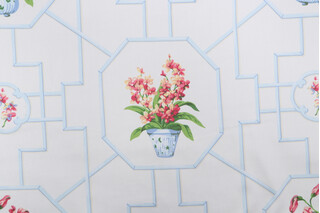 Thibaut Orchid F93127 Printed Cotton Drapery Fabric in Off-White