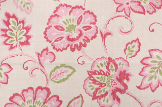 Thibaut Alexa F94918 Printed Linen Blend Drapery Fabric in Pink
