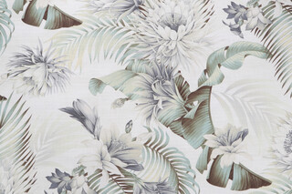 Tommy Bahama Harbor Island Printed Cotton Drapery Fabric in White Smoke