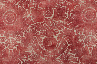 Waverly Damask Sarong Printed Cotton Blend Drapery Fabric in Poppy