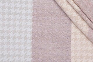 Crypton Houndstooth Stripe High Performance Woven Chenille Upholstery Fabric in Pastel