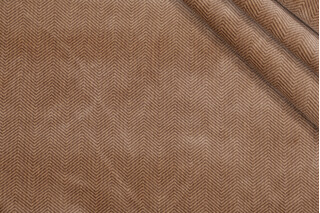 Crypton Herringbone High Performance Velvet Upholstery Fabric in Brown Sugar