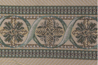 Scalamandre Sailles Border 5&#39;&#39; Tapestry Border Fabric in Tan and Green