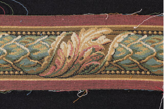 Scalamandre Border Nine 3&#39;&#39; Tapestry Border Fabric in Rose/Mustard & Green