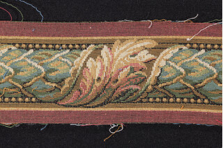Scalamandre Border Nine 3&#39;&#39; Tapestry Border Fabric in Rose/Mustard & Green