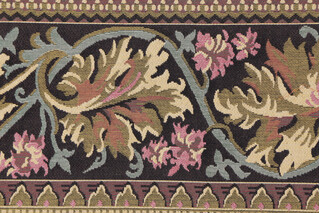 Scalamandre Leaves 6&#39;&#39; Border Tapestry Border Fabric in Black/Gold