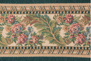 Scalamandre PM Border Seven 4.5&#39;&#39; Tapestry Border Fabric in Green,Cream,Rose