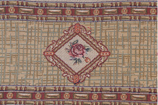 Scalamandre Rose Cartouche Border 6&#39;&#39; Tapestry Border Fabric in Gold/Olive