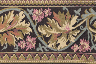 Sample of Scalamandre Leaves 6&#39;&#39; Border Tapestry Border Fabric in Black/Gold 
