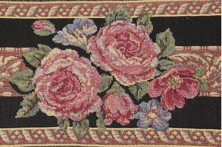 Scalamandre Fiori Grande Border 11&#39;&#39; Tapestry Border Fabric in Black 