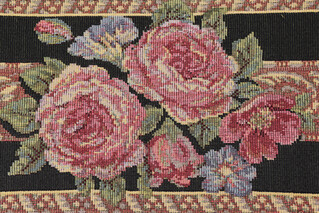 Sample of Scalamandre Fiori Grande Border 11&#39;&#39; Tapestry Border Fabric in Black 