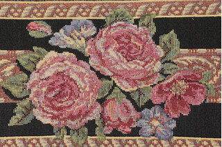 Scalamandre Fiori Grande Border 11&#39;&#39; Tapestry Border Fabric in Black 
