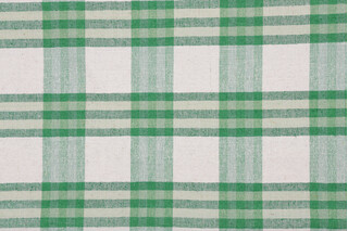 Sample of Grey Watkins Piccolo Plaid Woven Upholstery Fabric in Leaf Green/Ivory 