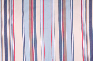 Onyx Age 768 Woven Stripe Decorator Fabric in White Blue Red