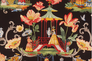 Harrison Howard East Of The Moon Printed Cotton Drapery Fabric in Night