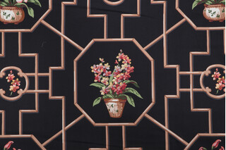 Thibaut Orchid F93126 Printed Cotton Drapery Fabric in Black