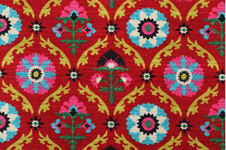 Waverly Mayan Medallion Printed Cotton Drapery Fabric in Desert Flower